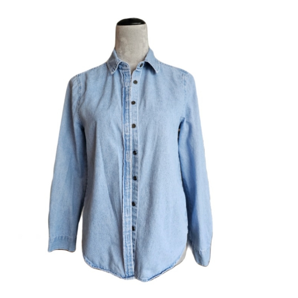 Forever 21 Womens Blue Long Sleeve Button-Down Shirt Small